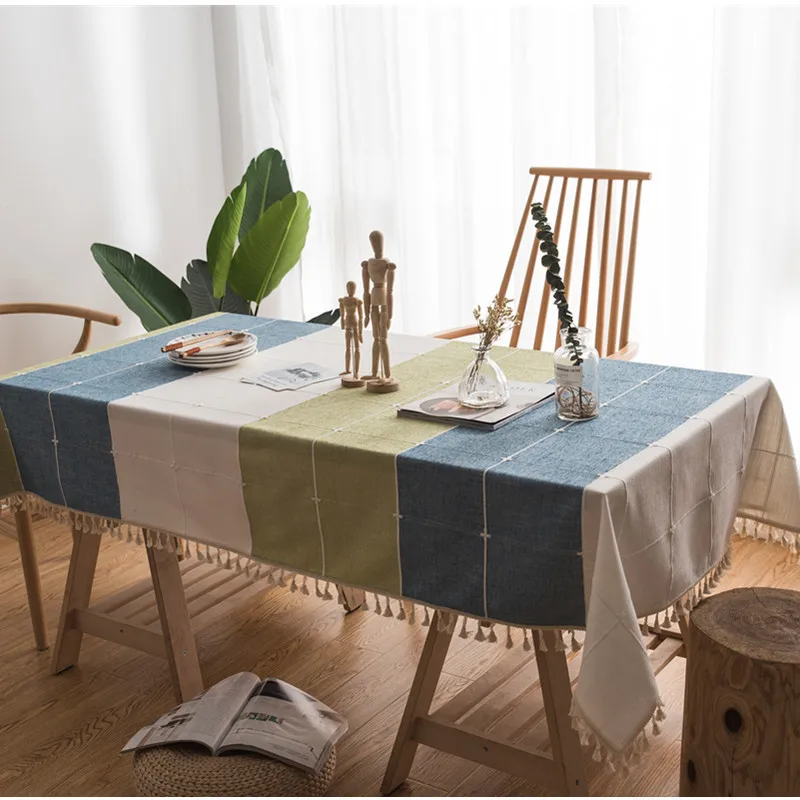 HOSHOM High Quality Solid Color Cotton Linen Table Cloth Customized Tablecloth For Events