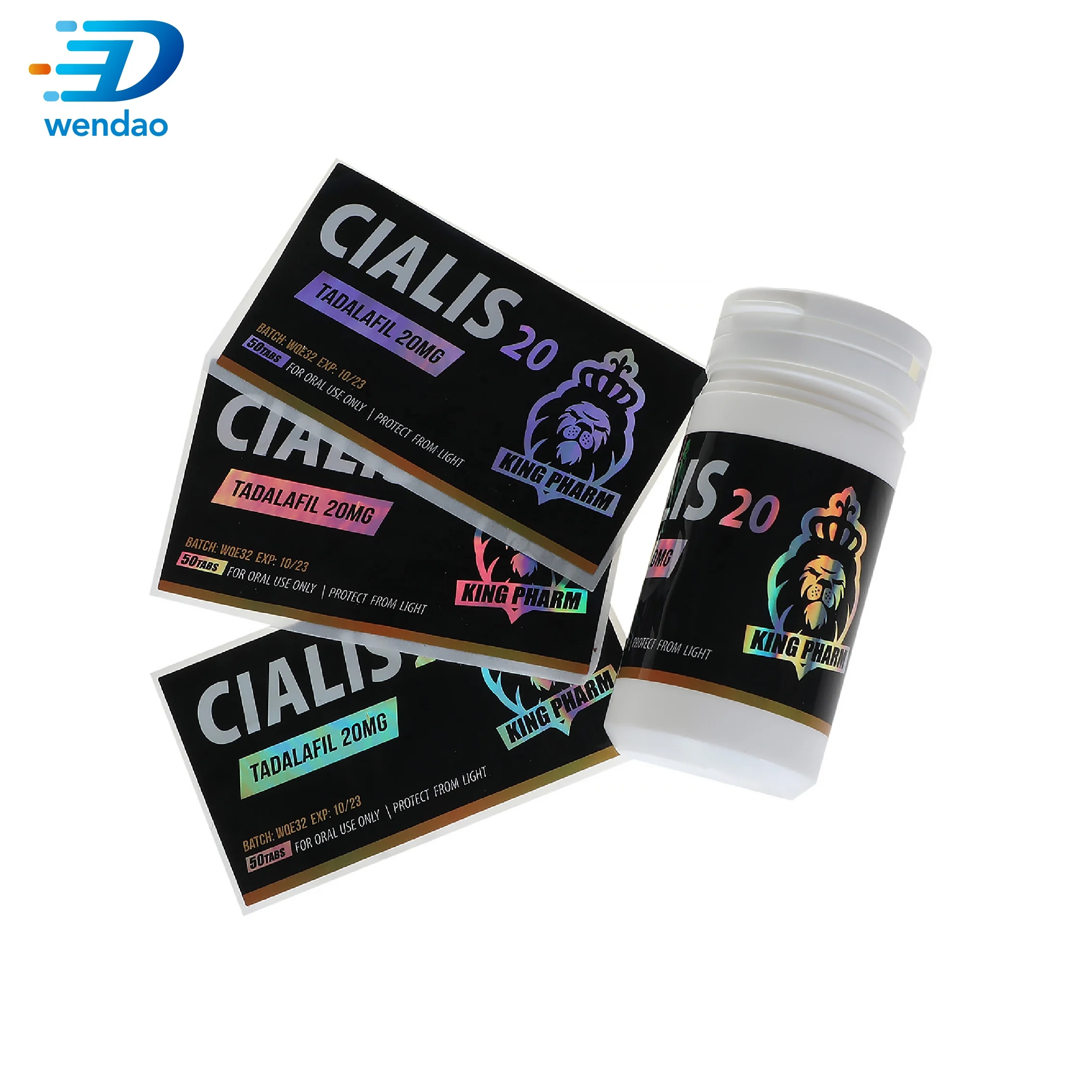 dragon pharma lab brand custom printed hologram pill bottle custom label