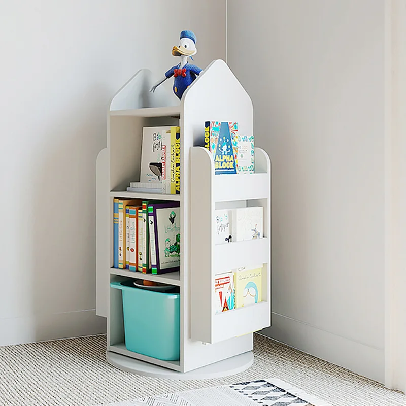Modern 4 Tier Rotating Book Shelf 360 Degrees Floating Nursery Book Shelves Organizer For Living Room