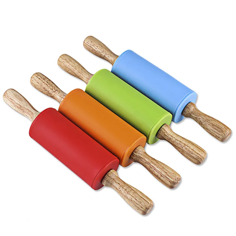 Small Size Durable Pp Handle Pastry Rolling Pin with Wooden Handle Nonstick Silicone Mini Rolling Pin For Kids