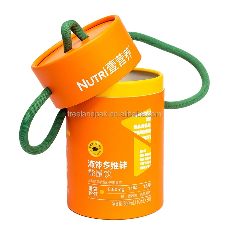 Custom paper tube packaging with handles for children supplyments