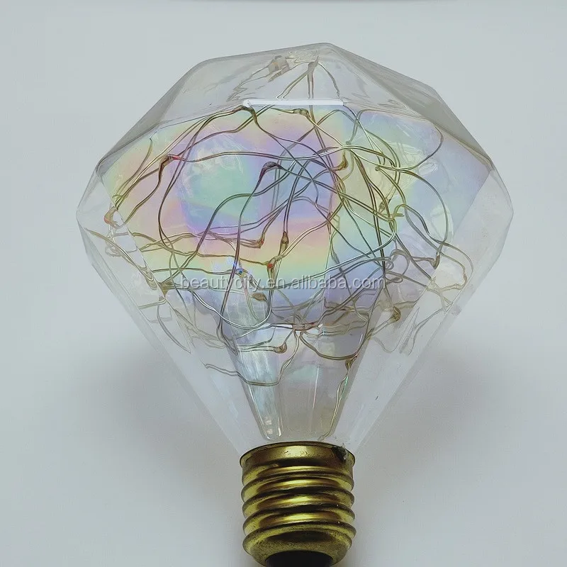 Transparent glass custom shapes of seven colored lights 0.5W 0.8W 1.4W decorative retro globe LED light bulb copper wire lamp
