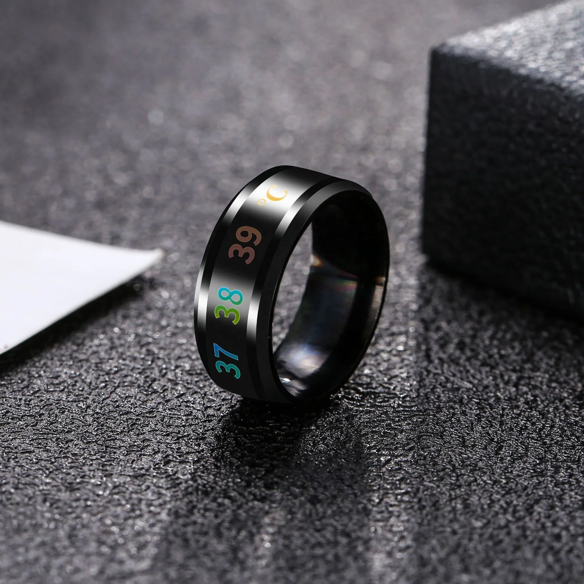 Stainless steel wholesale unique jewelry color changed temperature sensing ring emotion feeling mood smart ring