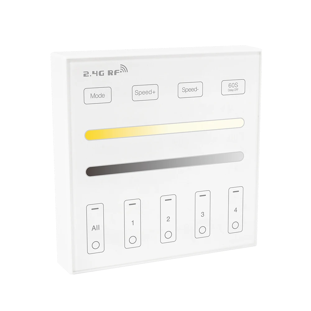 Skydance DIM&Dual White 4 zone RF wireless wall mounted touch panel controller light remote switch dimmer