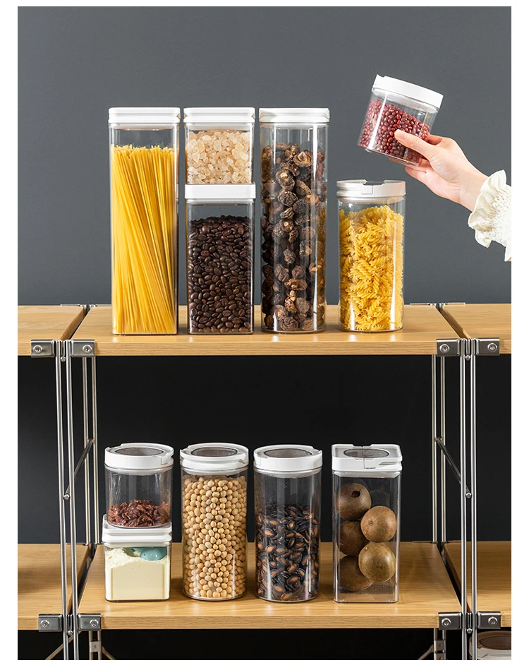 Amazon hot sale plastic kitchen food moisture-proof fresh non-toxic sealed cans with lid