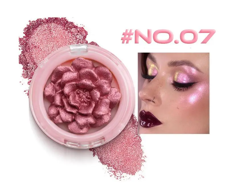 3D Face Bronze Highlighters Wholesale Rose Flower Highlight Private Label Body Highlighter Vegan Glitter Makeup Highlight