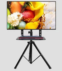 360 degree Swivel 32~55 inch TV Mount Tripod Stand with DVD Holder VESA 100~500mm Loading 50kgs Height Adjustable TV Floor Stand