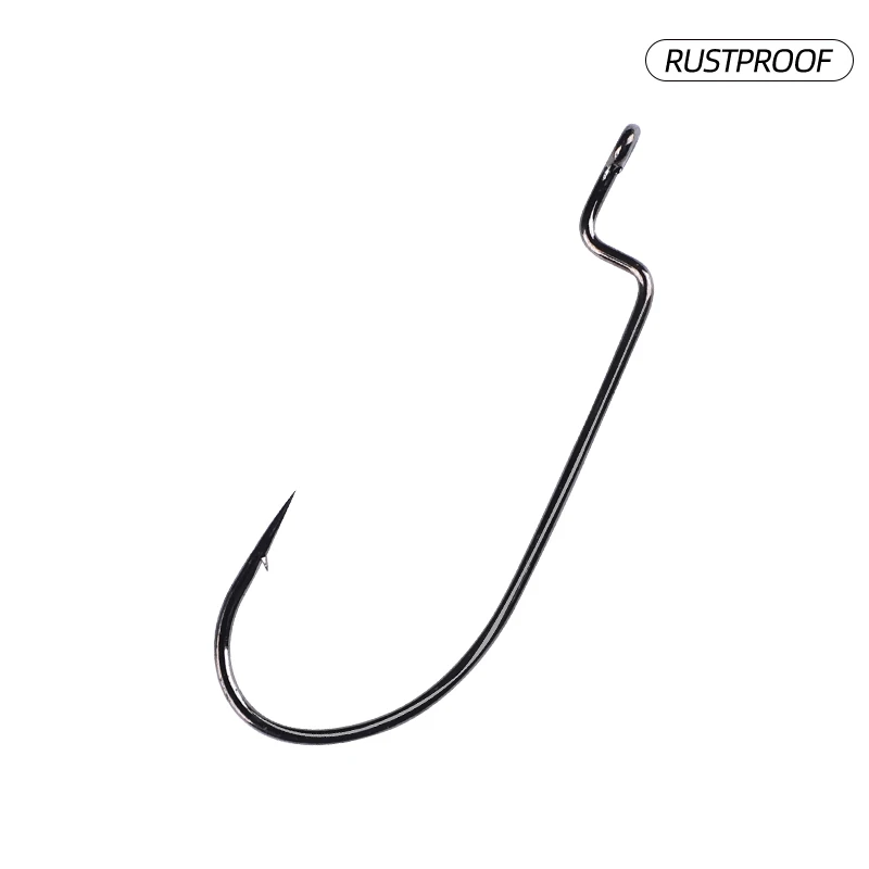 MOBIOS 1/0# - 5/0# Quality Shaughnessy Worm Fishing Hooks Rustproof Carbon Steel Hokk HW408