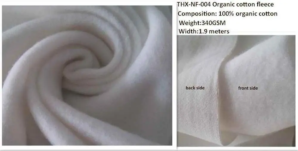 Natural Fiber Heavy Weight 500GSM Organic Cotton Fleece Brushed Fabric Organic Cotton Fleece Hoodie Fabric