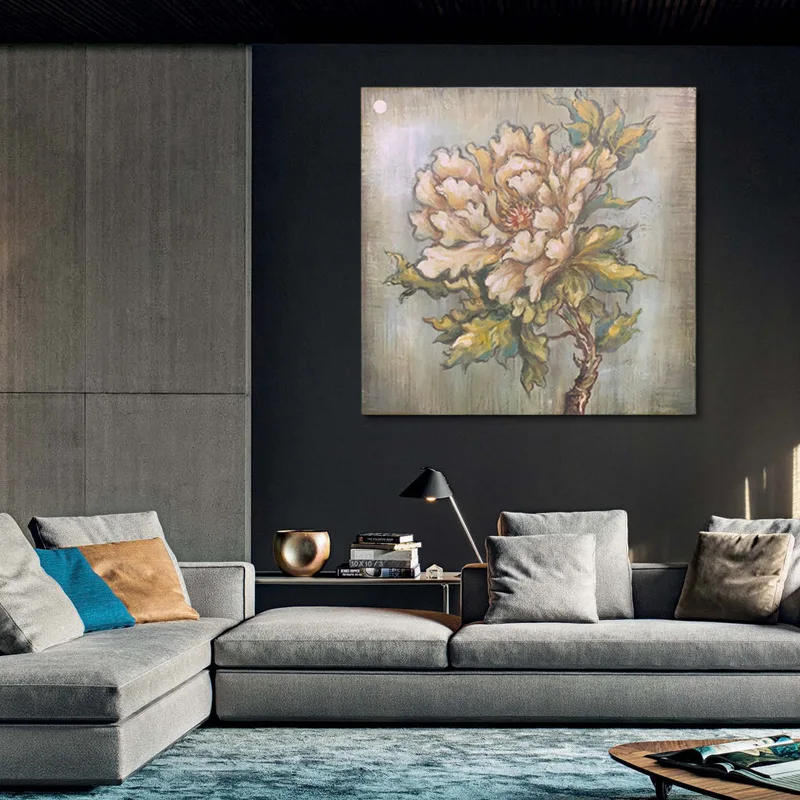 JZ Home Decor Large Rose Hand Painted Oil Paintings Canvas Wall Art Work Abstract Paintings With Flowers