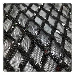 embroidery on spandex embroidered mesh lace fabric black sequin diamond embroidered net fabric black