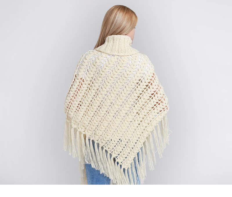 Handmade knitted Poncho Shawl Scarf Spring Autumn Winter Crochet hook sweater Shawls for women