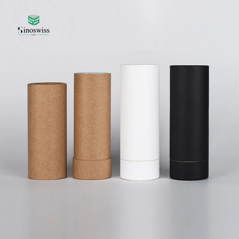 Recyclable Brown White Kraft Paper Tube For Deodorant Lip Balm 8g 14g 28g 42g 56g Push Up Cardboard Cosmetic Packaging