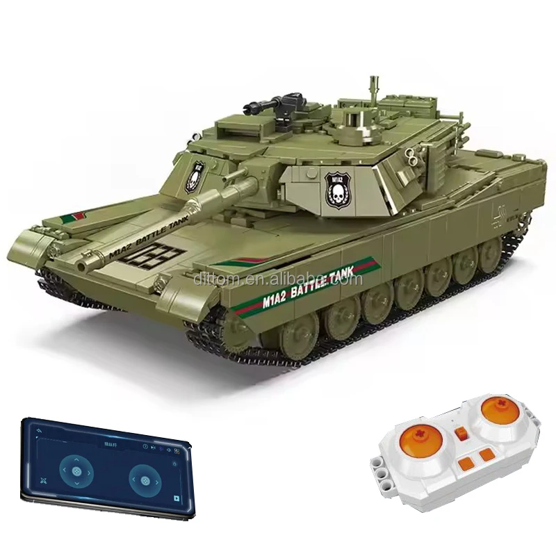 Mould King 20033 MIA2 Main Battle Tank Model Building Blocks 2.4G&APP Control Military RC Tank Bricks With Gyroscope