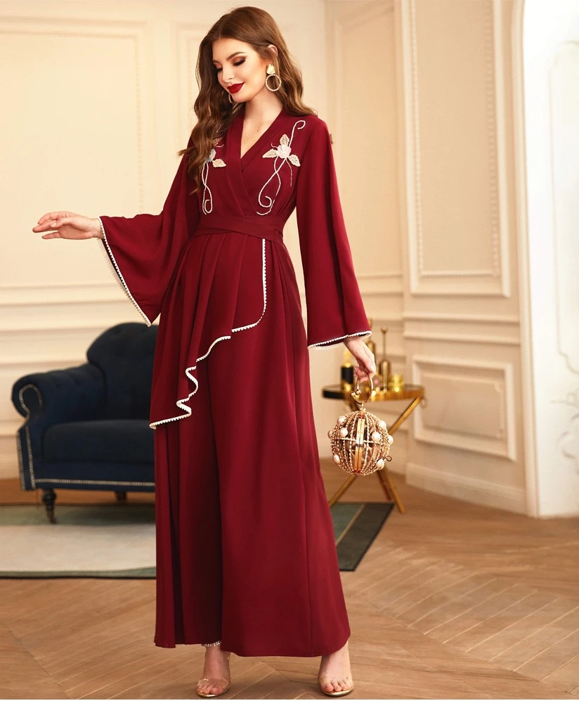 Women Luxury Middle East Embroidered long sleeves dress Woman Muslim women elegant abaya