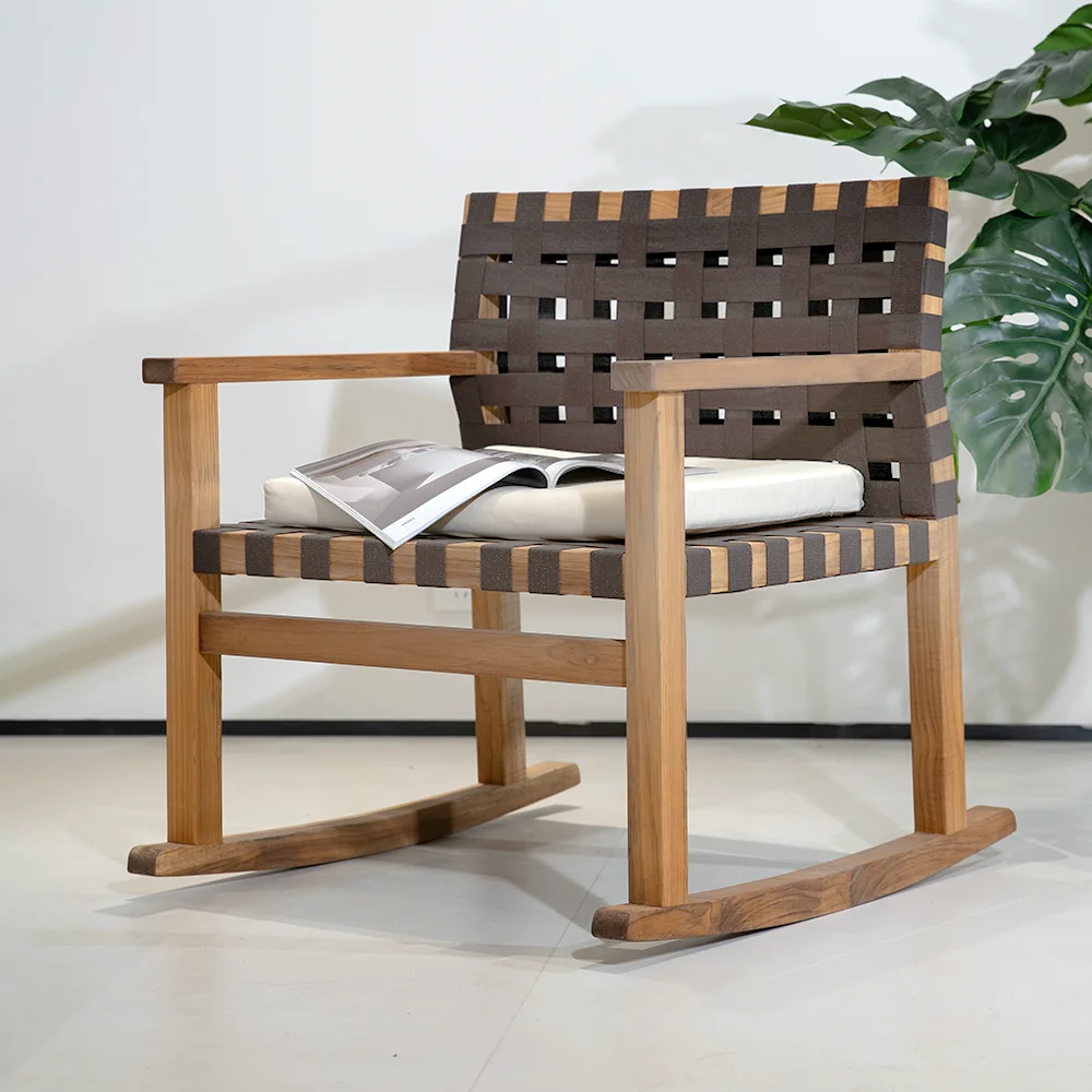 Elegant Garden Furniture Handcrafted Solid Wood Rocking Chair for Sale Perfect for Villa Courtyard