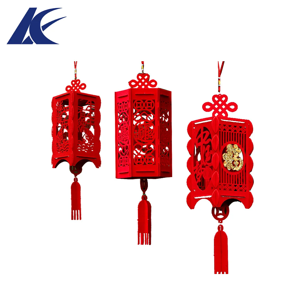 
Chinese Golden Wedding Felt lantern Chinese new year newly design red felt hanging lanterns for sale 