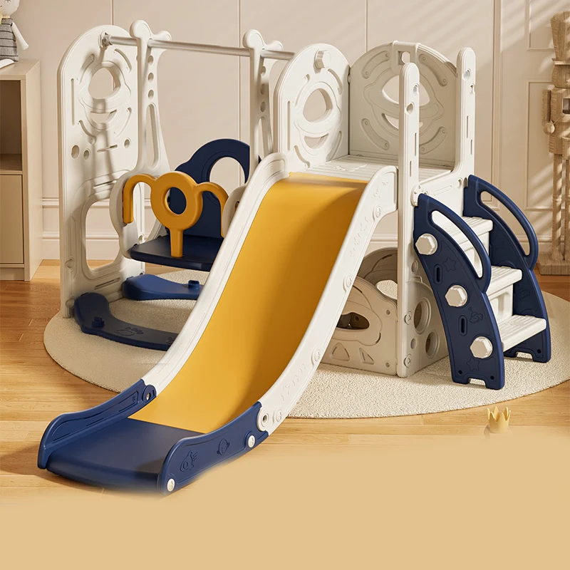 SL27 Interesting window design children slide with basket hoops / Kids slide with hide and seek design