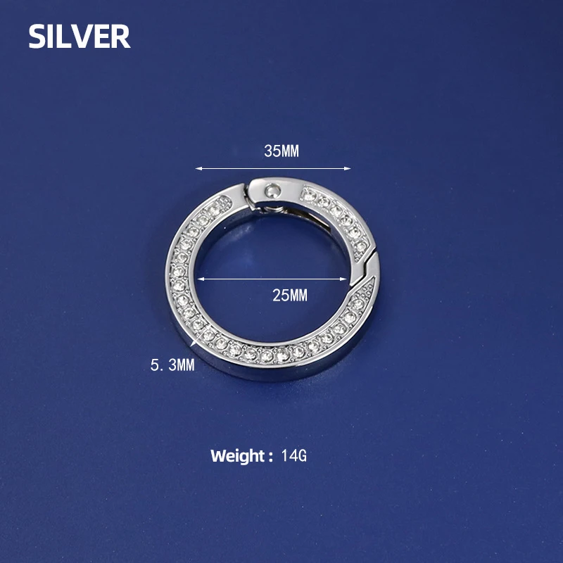 Top Quality Shiny Bright Finish Metal Spring Rings Round Snap Ring Diamond Bling Metal Open Gate Circles Wholesale