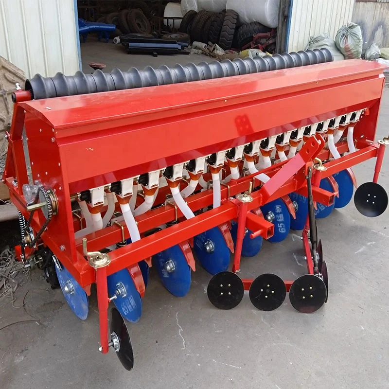 High Efficiency Four Wheel Tractor Mounted Farm Wheat Dry Rice Grass Seed Planter Machine
