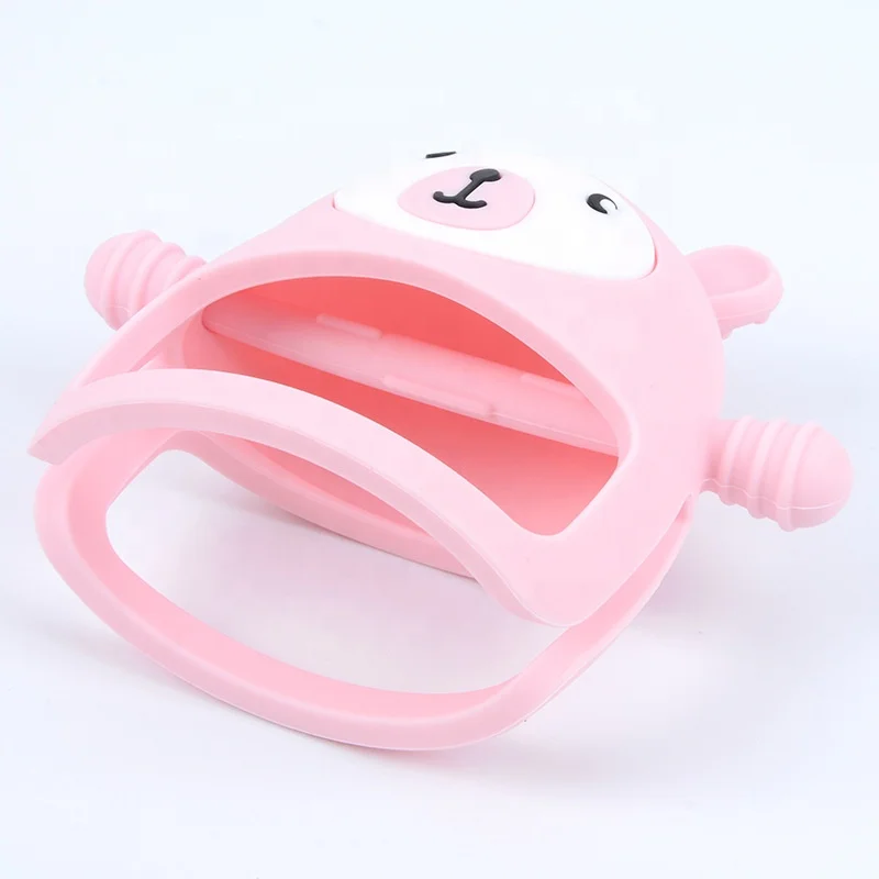 hot selling items bpa free safe silicone bear shape wrist teether ring mordedor de silicon par beb baby silicon hand teethers