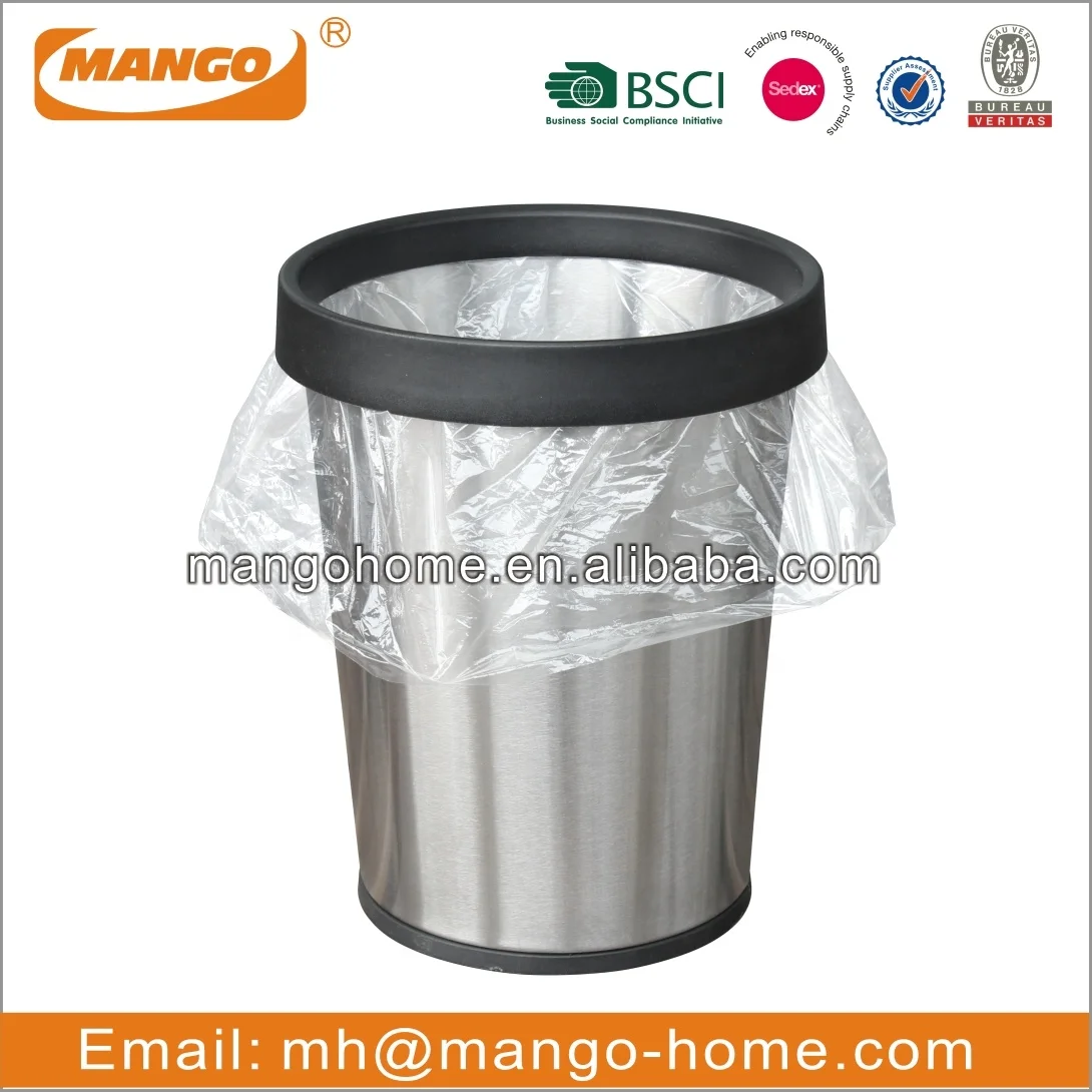 Household Stainless Steel Trash Can Open Top  Round Waste Bin Trash Can