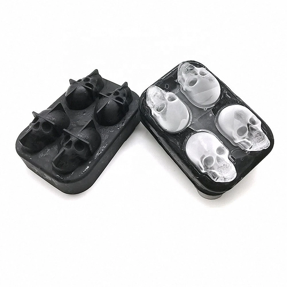 Hot Flexible Halloween Creative 3D Fashion Cranium Reusable Silicone Skeleton Skull Bone Ice Cube Tray Mold