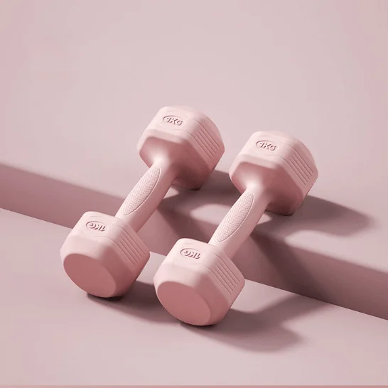 Дешевое оборудование для тренажерного зала фитнеса маленький розовый комплект с шестигранными гантелями из неопрена продажи