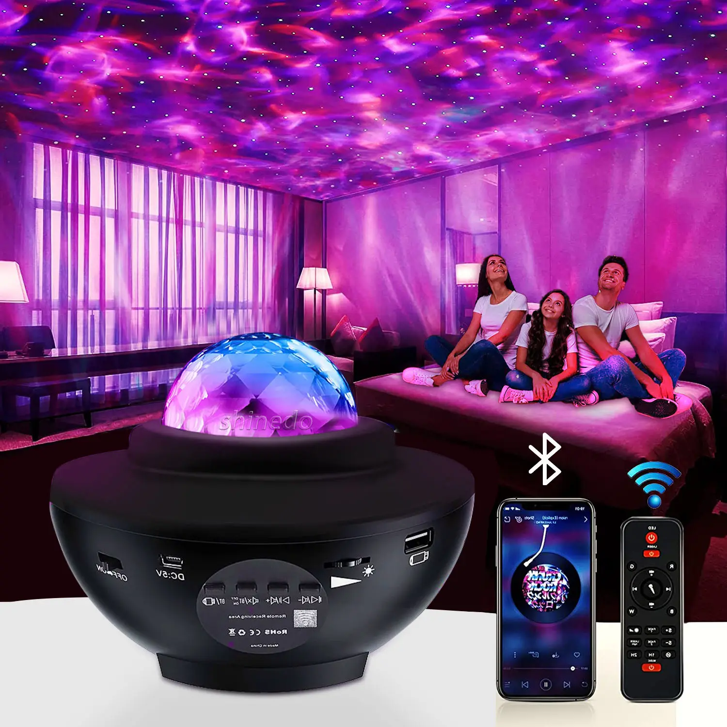 Smart Star LED Night Starry Projector Light, Laser Sky Projector BT Music Speaker Galaxy Star Projector With Remote Control