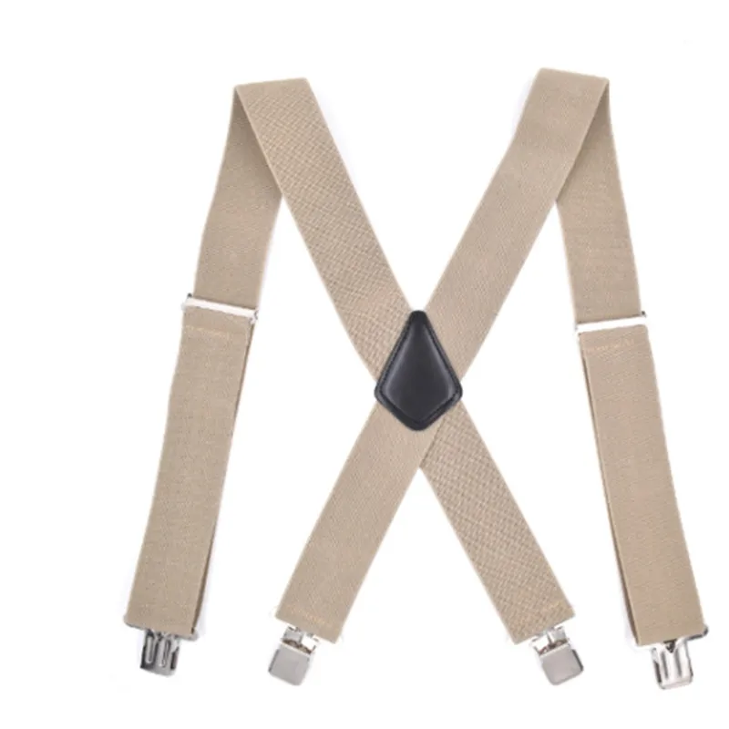 Cheap Widen 5cm Men Clip-On PU Leather Braces Suspenders 4 Clips