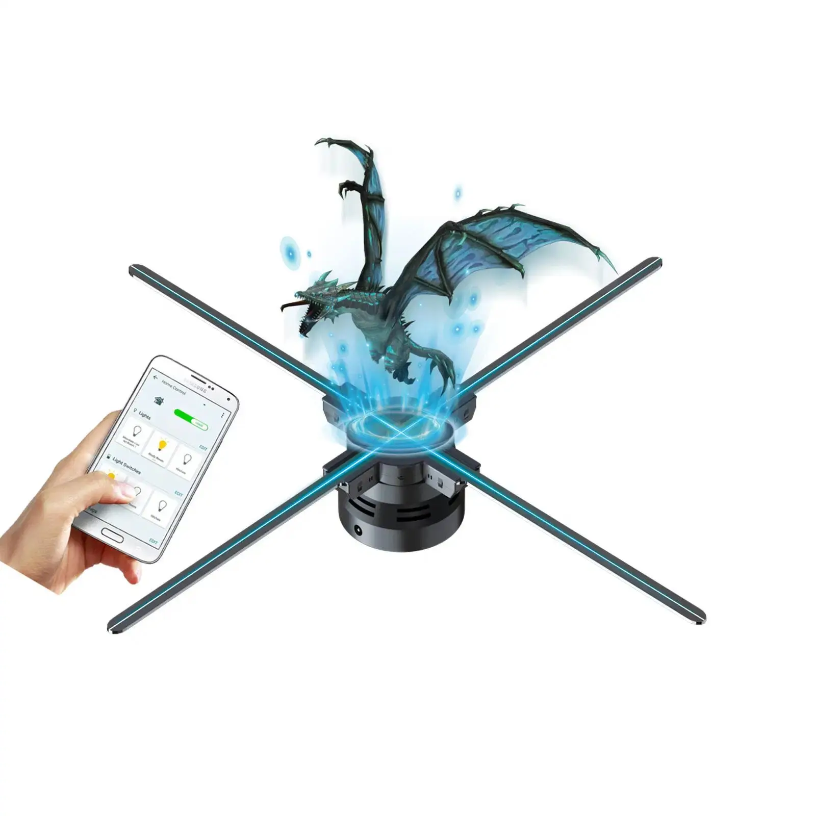 3D рекламный проектор Wi-Fi СВЕТОДИОДНЫЙ знак голографическая лампа плеер дистанционный дисплей 3D-вентилятор голографический