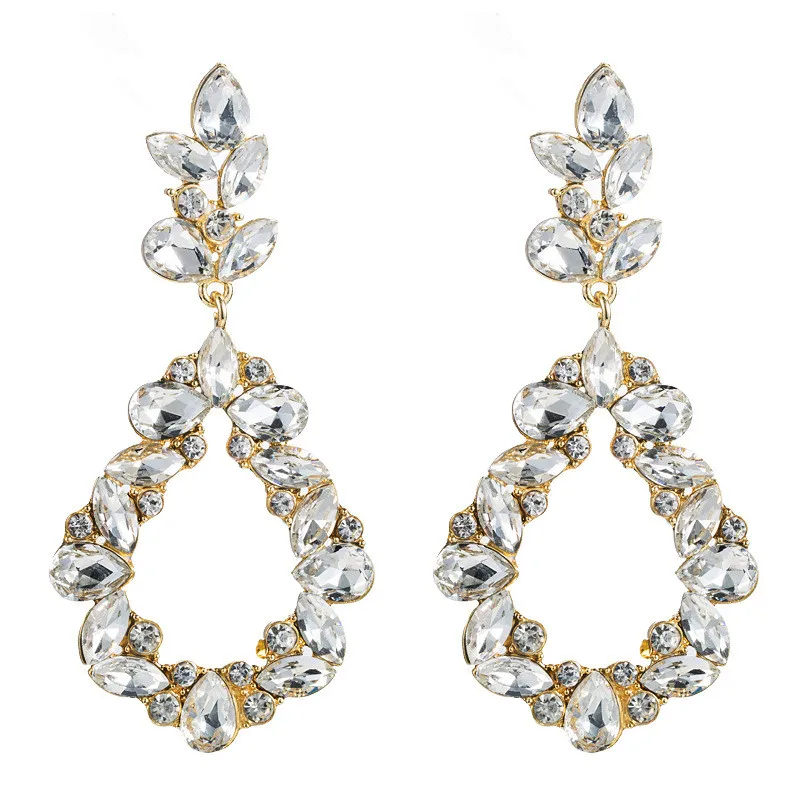 
Creative Drop-shaped Earrings Retro Personality Multi-layer Glass Drill Pendant Earrings 2019 Fashion Female Jewelry Wholesale 