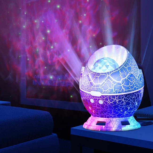 Banqcn Crack Dinosaur Egg Star Projector Pattern Starry Sky Lamp With Bt Music Speaker Ocean Wave for Kids Adult Room Decor