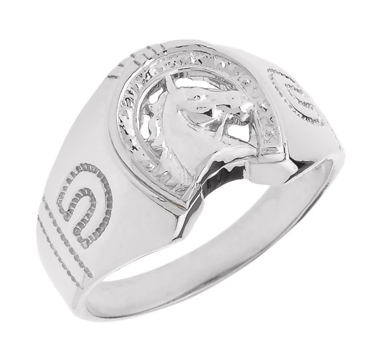 customized 925 sterling silver gold plated men cz horseshoe ring