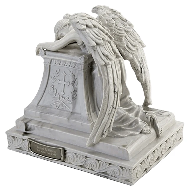 OEM Factory custom White resin Angel Tombstone Pet Ashes Cremation Urns for adult Ashes Container