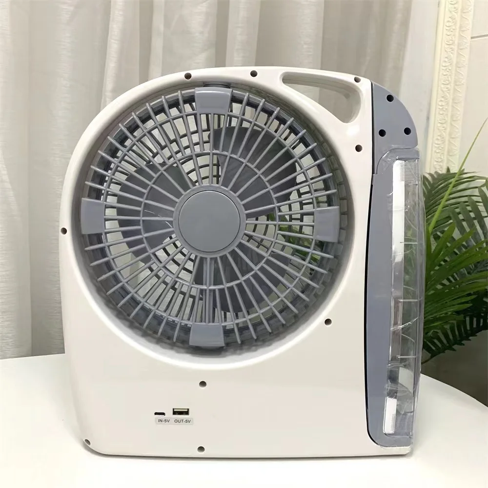 Wholesale Home Electric Portable Small Rechargeable Solar Fan with Battery and LED Light FM Radio Speaker Mini