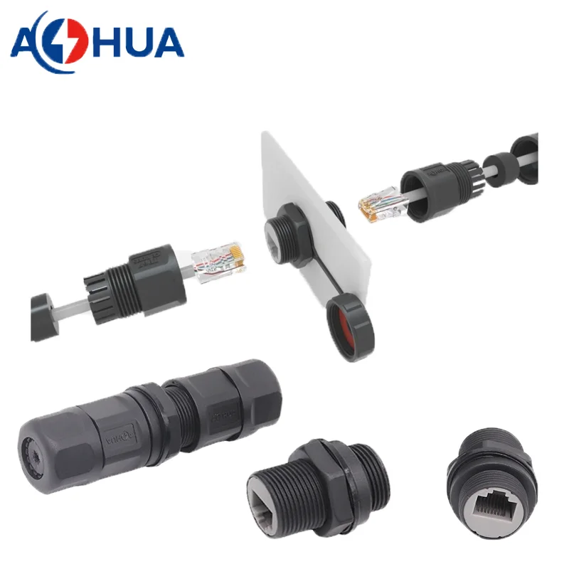 Ethernet Wire To Wire Circular 24WAG 8P8C Waterproof Outdoor RJ45 Data Connector