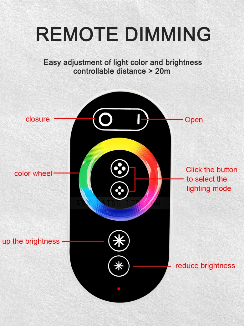 DC12V 24V 18A wireless color LED with light touch dimming controller RGB Growth light   RF LED light with controller