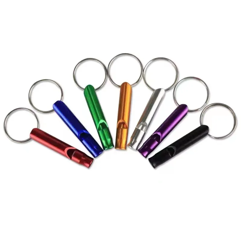 Outdoor Survival Emergency Mini Size Whistles Team Gifts Metal Multifunction Colorful Whistle Pendant Keychain Keyring