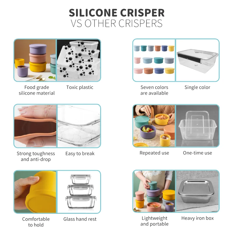 Food Grade Food Storage Container Leakproof Salad Silicone Lunch Bento Box Safe For Microwave Dishwasher Freezer For Kids Adult