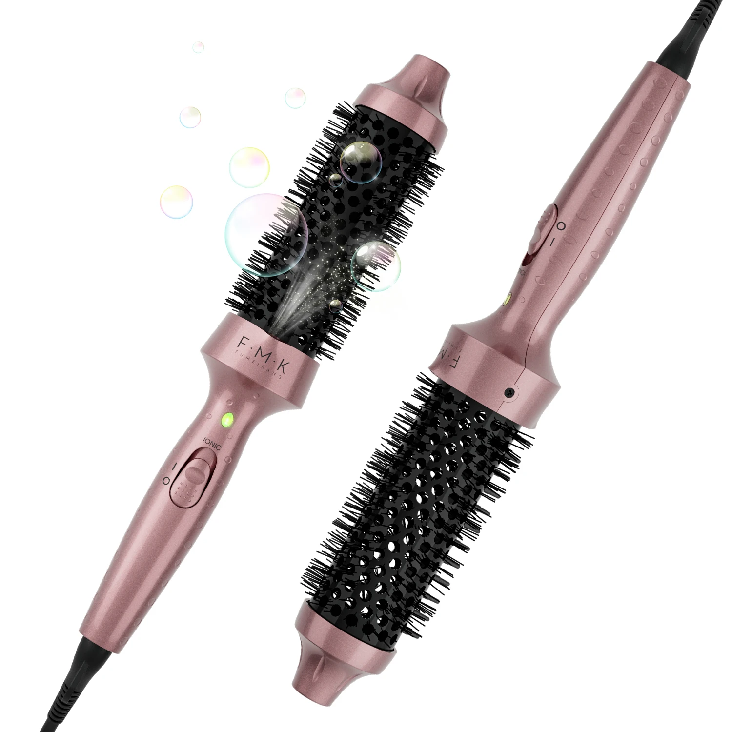 Digital Unique Round Design Tourmaline Ceramic Coated Barrel Smooth,Shiny-Looking  Hot  Brush with LED Lights