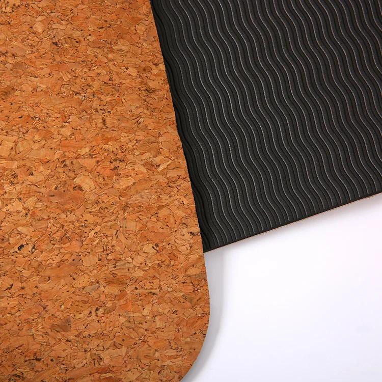Custom Logo Eco-Friendly Natural Recycled Cork TPE Yoga Mat 5-6mm Thickness Pilates Type for Yoga Exercise