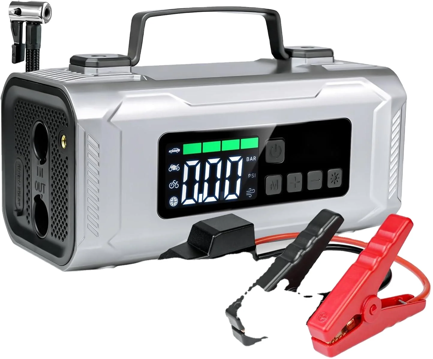 HF04 new model jump starter inflatable portable 6 in 1 compressors 12v AC/DC air compressor car inflator with highlight LED