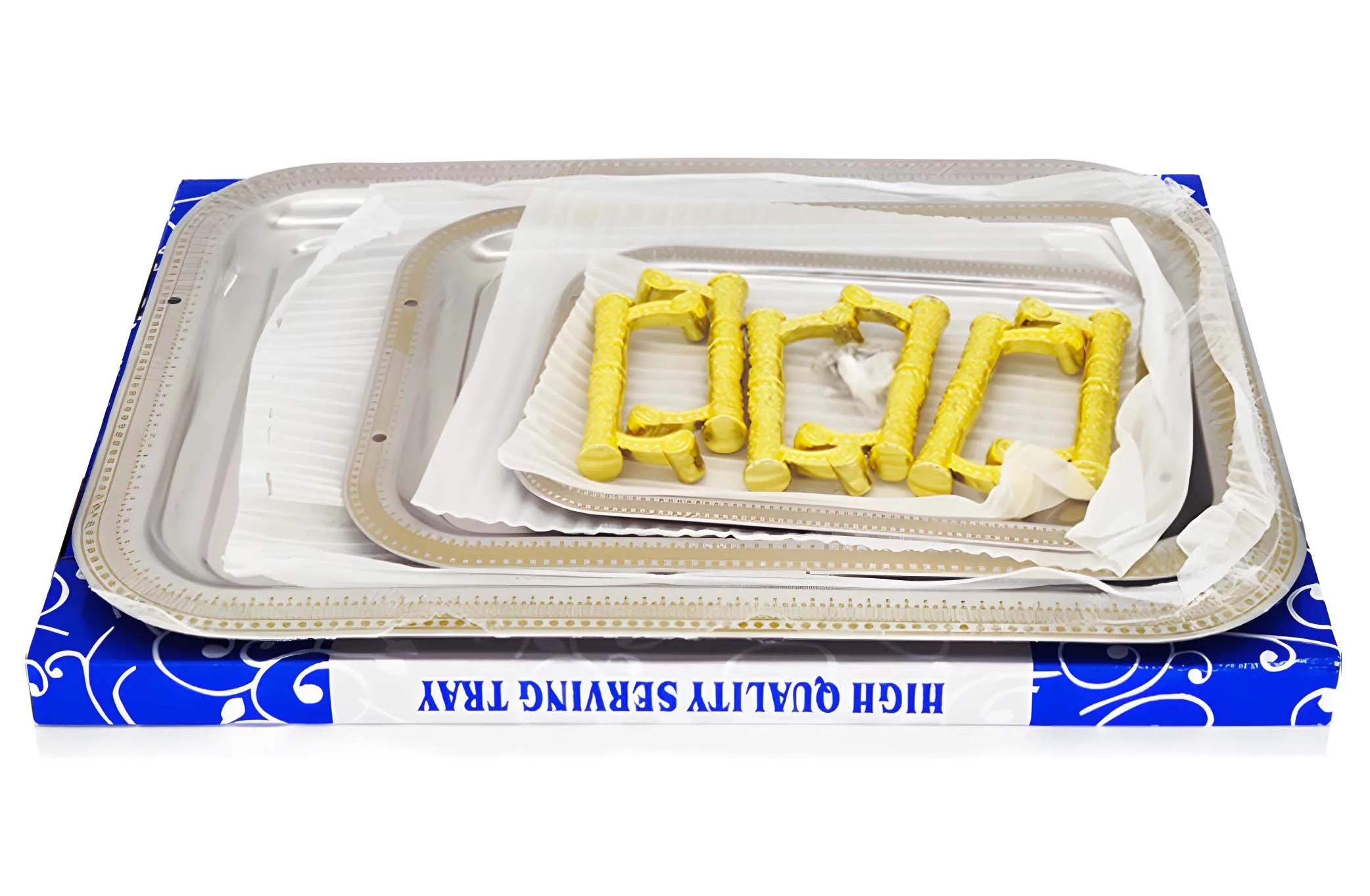 Weeding Bar Luxury Hotel Kitchen Decorative Exclusive Serving Trays Set Waiter Tray Cake Coffee Food Service Tray With Handles