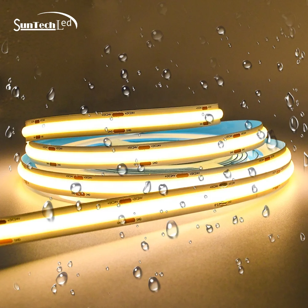 
Waterproof Ip65 Tape Light White Flexible 12V 24V Flexible 480 Led Cob Light Strip For Diy Bedroom Home Decoration 