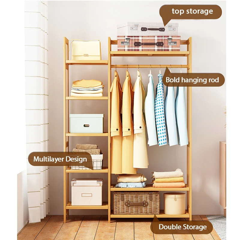 Coat Rack Stand Entryway Hallway Shoe Bench Vertical Coat Rack Multi-function Hangers Design Bamboo 2024 New Modern Knock Dow