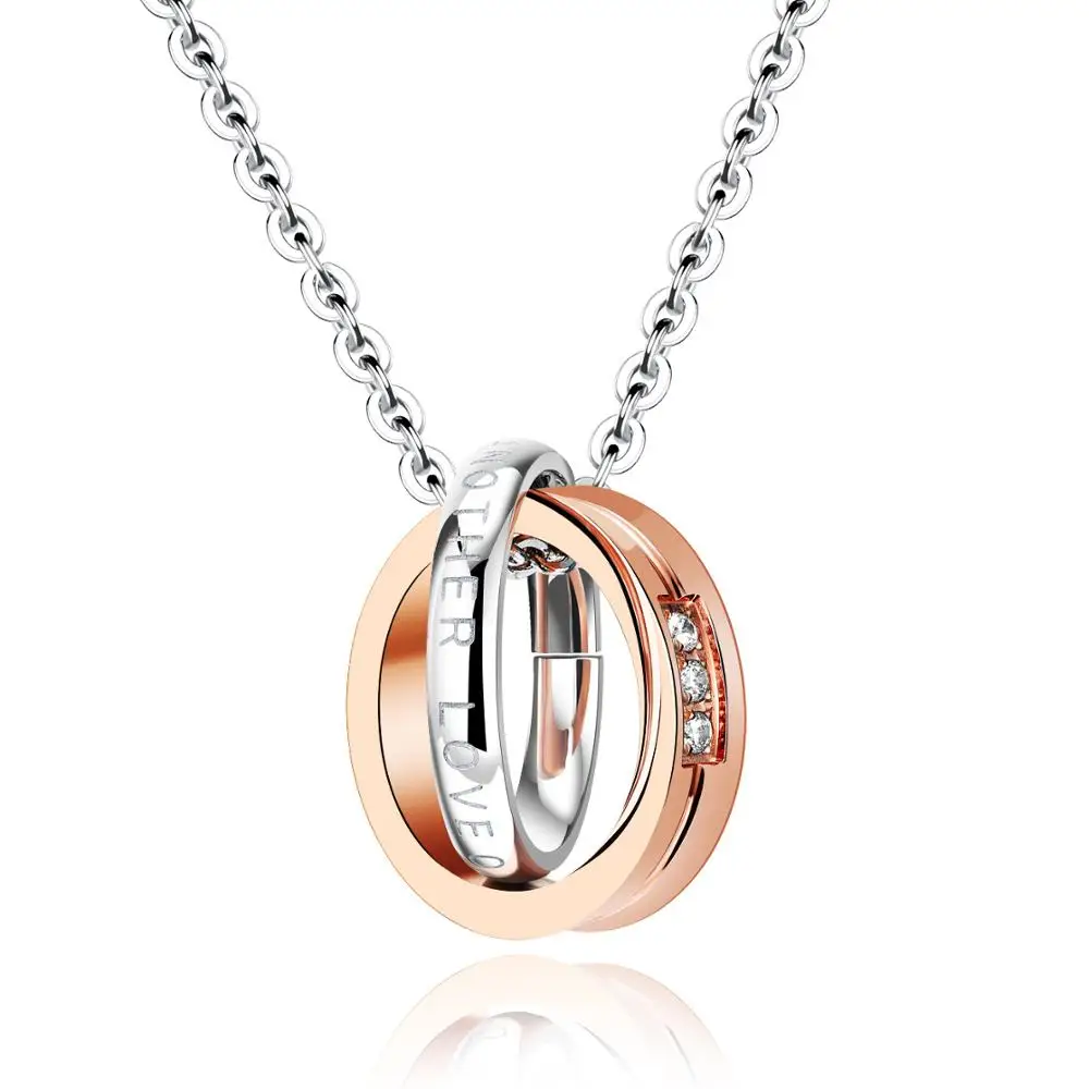 Оптовая продажа, мужские и женские кольца для влюбленных из титановой стали, розовое золото, серебро, индивидуальные парные кольца, ювелирные изделия, ожерелья с двумя кольцами