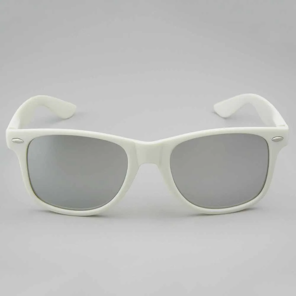 Wholesale UV400 CE Promotional White rubber mirror coating lenses sunglasses sun shades glasses walking shopping outdoor