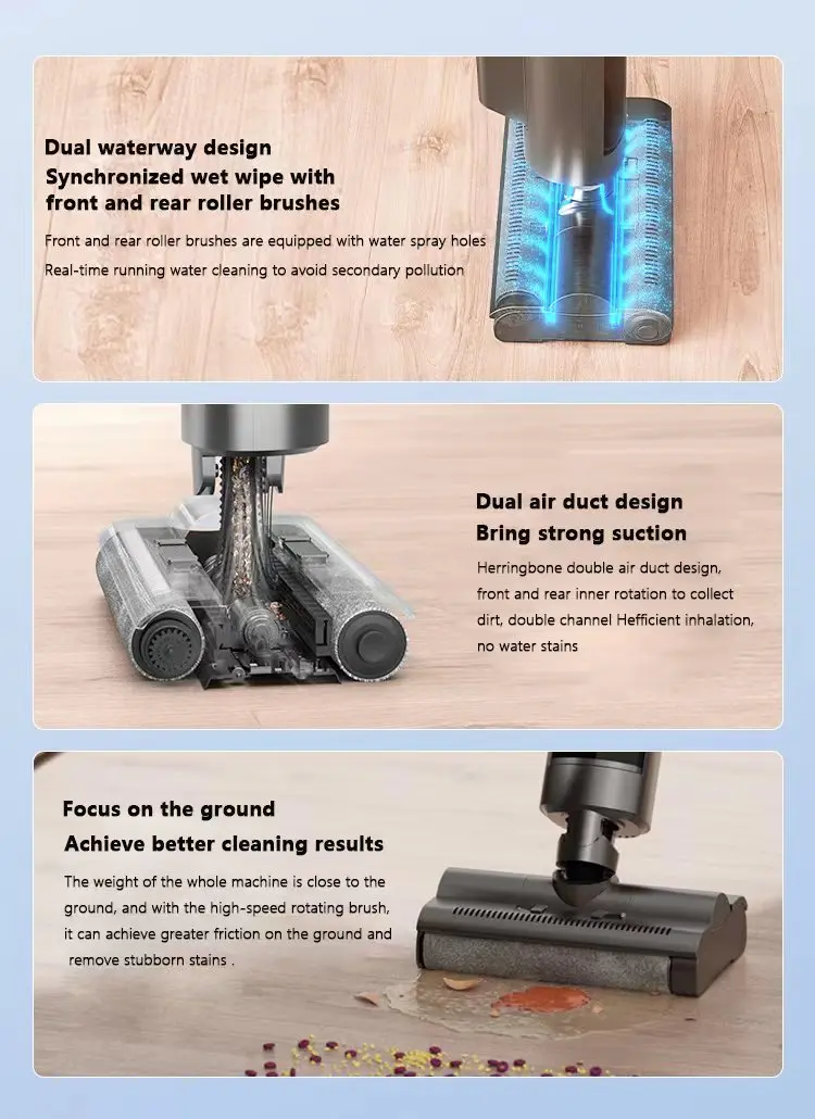 Electric double cleaning brush floor washer 4-in-1 vacuum cleaners & floor care with hot dryer station