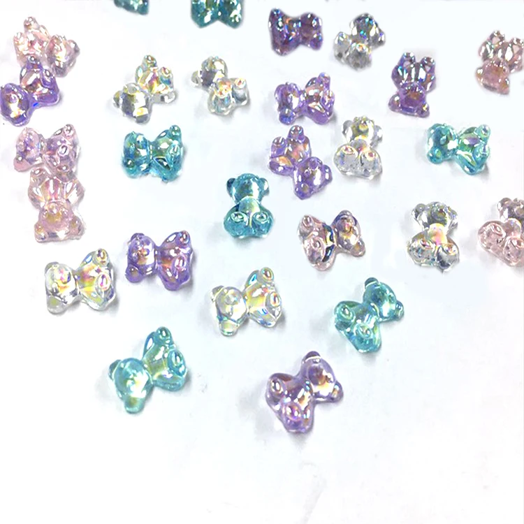Private label  Custom Makeup Symphony Candy Jewelry Nail Art Ornaments 3D Crystal Gummy Bear Nail Decoration